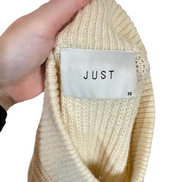 JUST FEMALE Sophie High Neck Chunky Knit Voluminous Sleeve Sweater Antique White - Picture 10 of 14